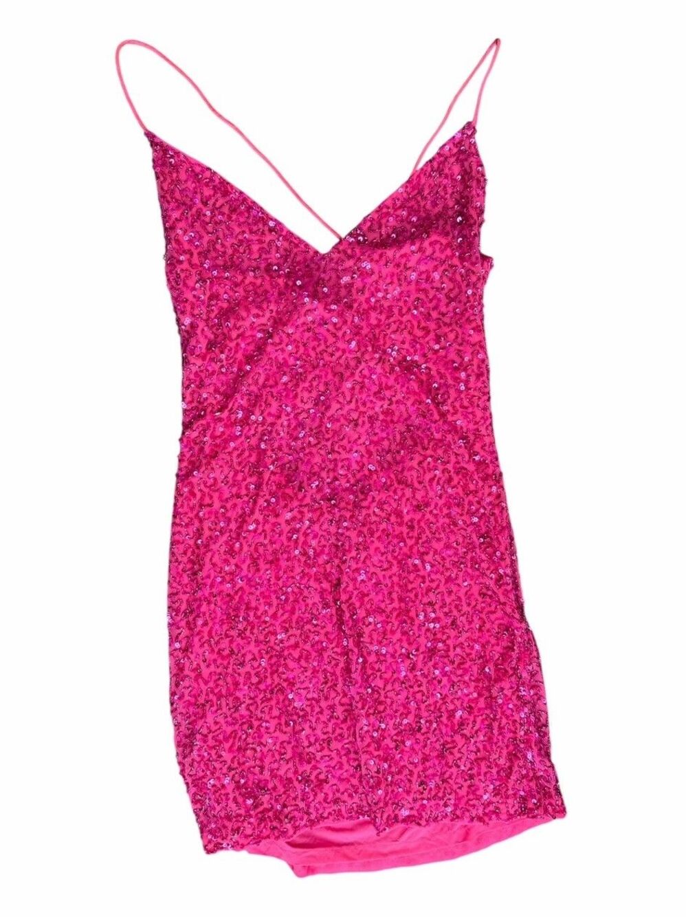 Retrofête Women's Pink Sequin Cowl Neck Mich Bodycon Dress Size M